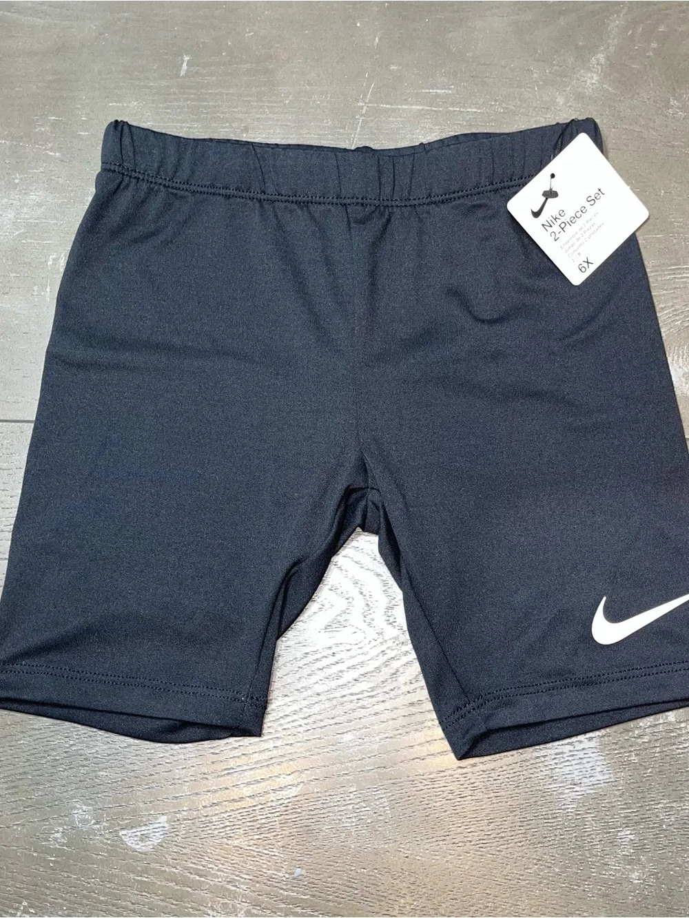 Nike Black Long Sleeve Quarter Zip Bike Shorts Set Black Thumb Hole NWT Girls 6X - Picture 7 of 8